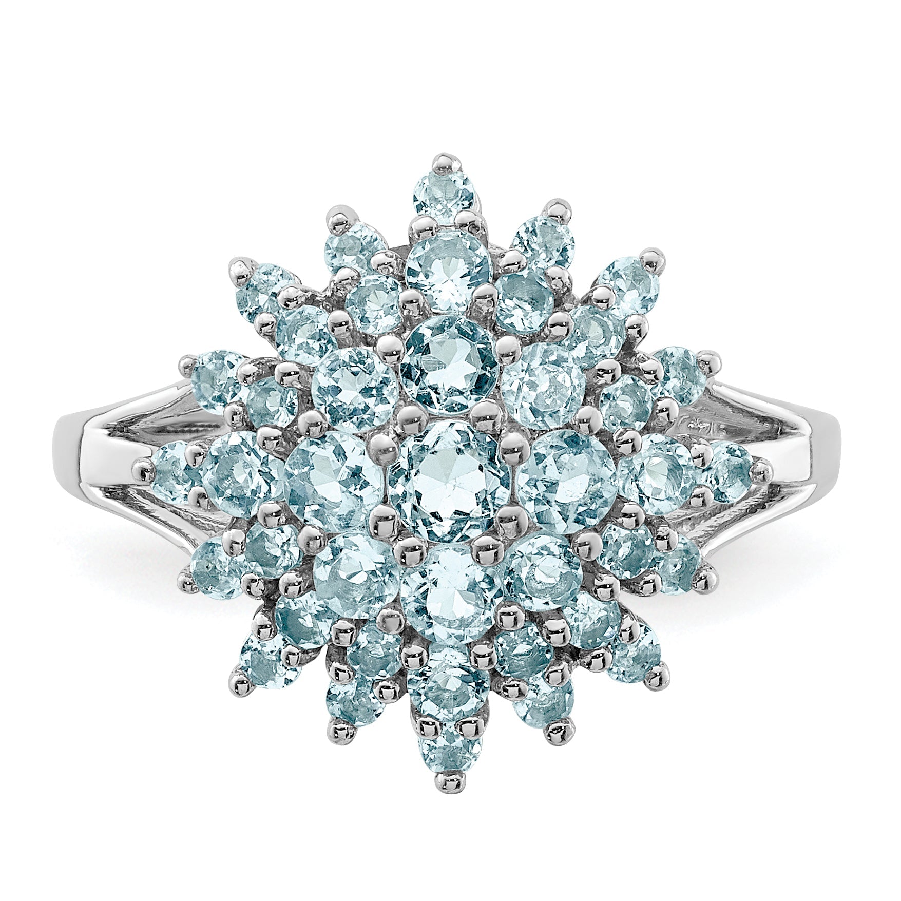 Sterlingsilber Rhodium Aquamarin Ring