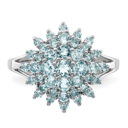 Sterlingsilber Rhodium Aquamarin Ring