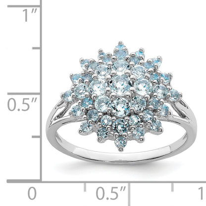 Sterlingsilber Rhodium Aquamarin Ring