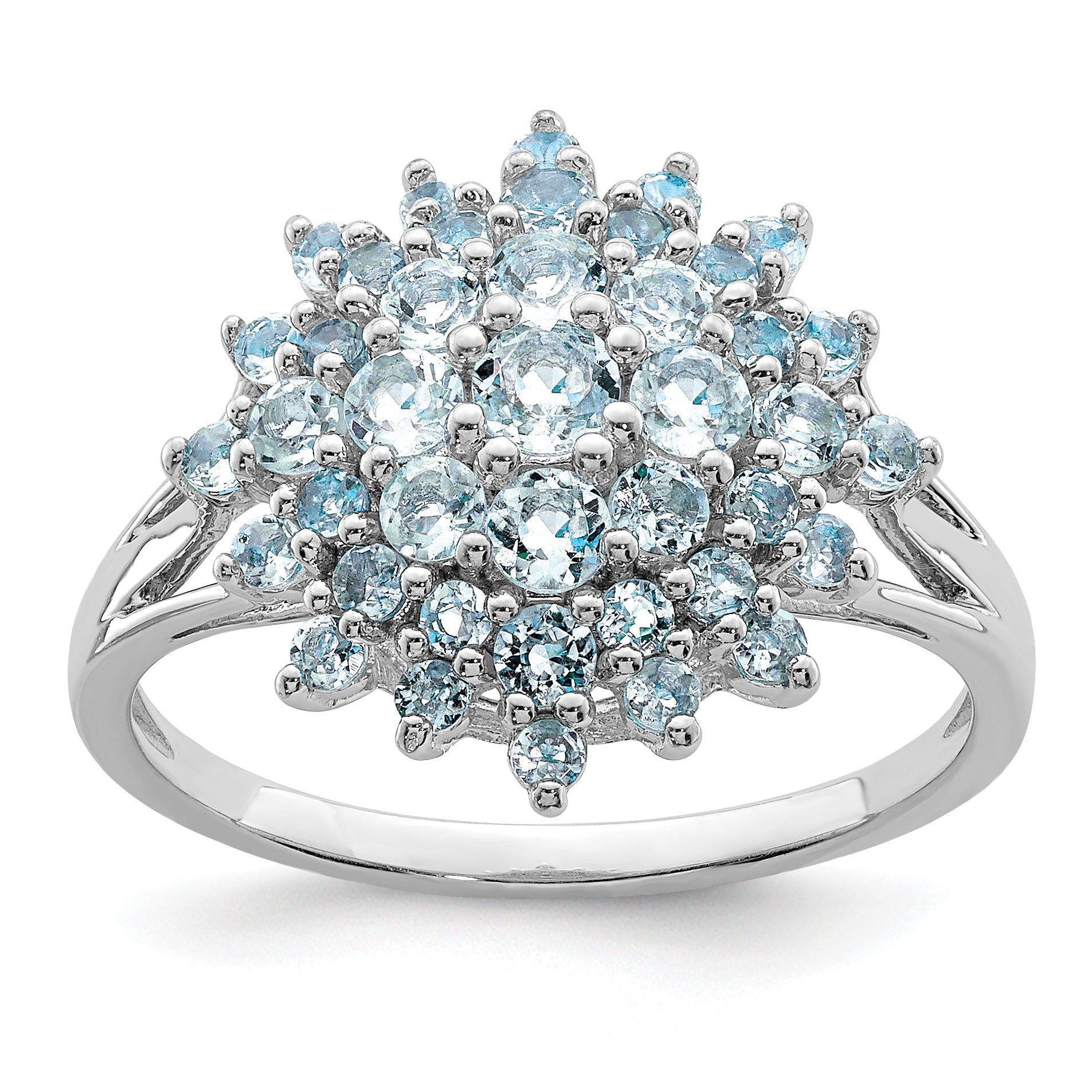 Sterlingsilber Rhodium Aquamarin Ring
