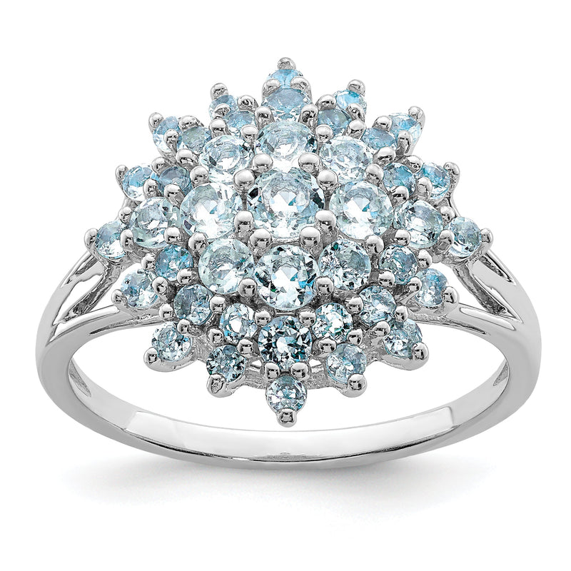 Sterlingsilber Rhodium Aquamarin Ring