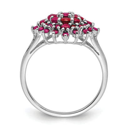 Sterlingsilber Rhodiniert Rubin Ring