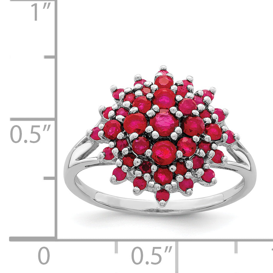 Sterlingsilber Rhodiniert Rubin Ring