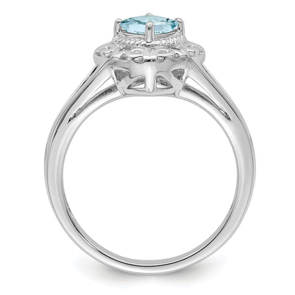 Sterlingsilber Rhodium Aquamarin Quadratisch Ring