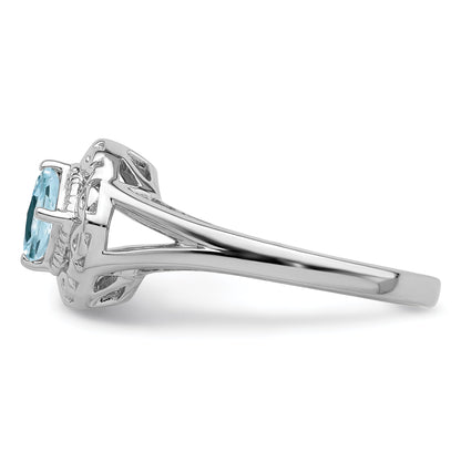 Sterlingsilber Rhodium Aquamarin Quadratisch Ring