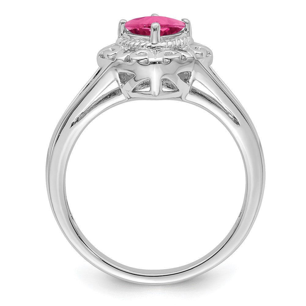 Sterlingsilber Rhodiniert Rosa Turmalin Ring (size 6 Nur)