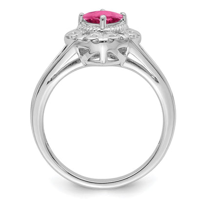 Sterlingsilber Rhodiniert Rosa Turmalin Ring (size 6 Nur)