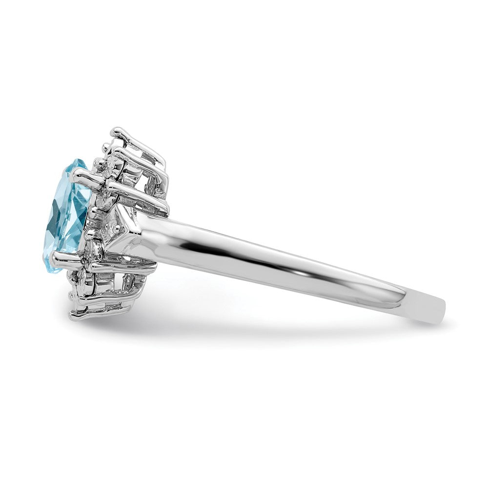 Sterlingsilber Rhodium Diamant & Licht Blautopas Ring