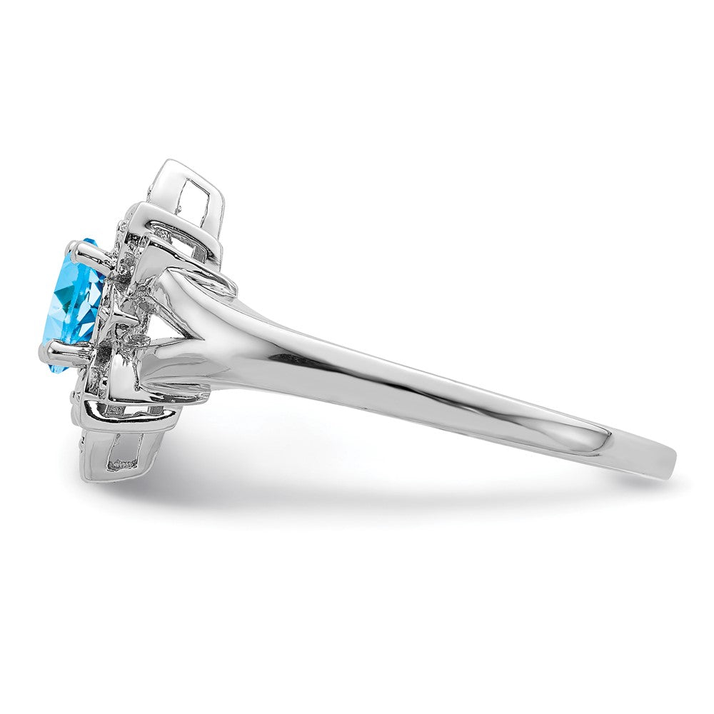 Sterlingsilber Rhodium Diamant & Licht Blautopas Ring