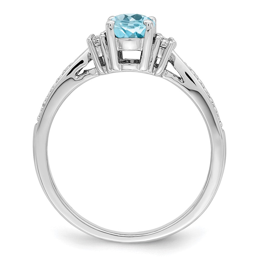 Sterlingsilber Rhodium Diamant & Licht Blautopas Ring