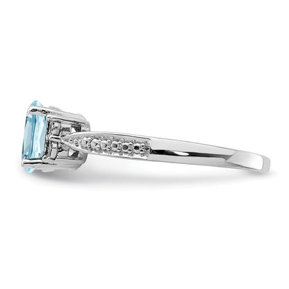 Sterlingsilber Rhodium Diamant & Licht Blautopas Ring