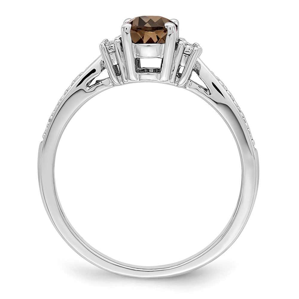 Sterlingsilber Rhodium Diamant & Rauch Quarz Ring