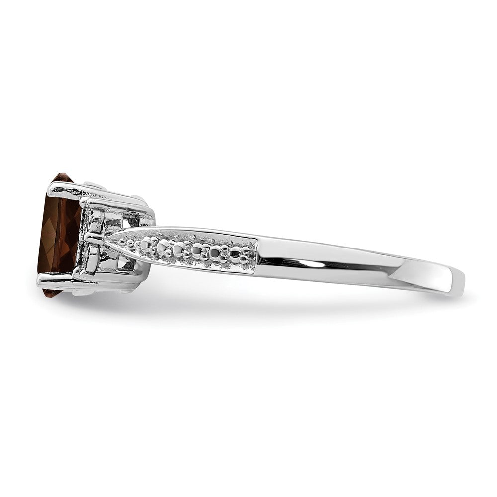 Sterlingsilber Rhodium Diamant & Rauch Quarz Ring