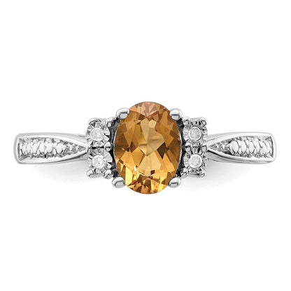 Sterlingsilber Rhodium Diamant & Whiskey Quarz Ring