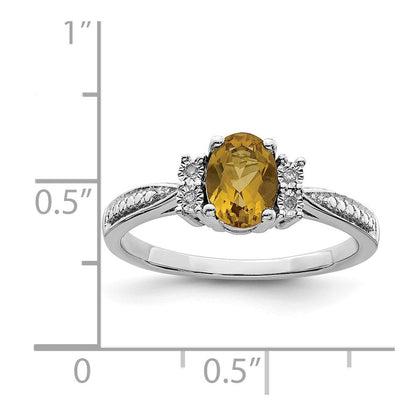 Sterlingsilber Rhodium Diamant & Whiskey Quarz Ring