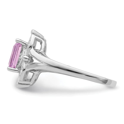 Sterlingsilber Rhodium Diamant & Rosa Quarz Ring (size 8 Nur)