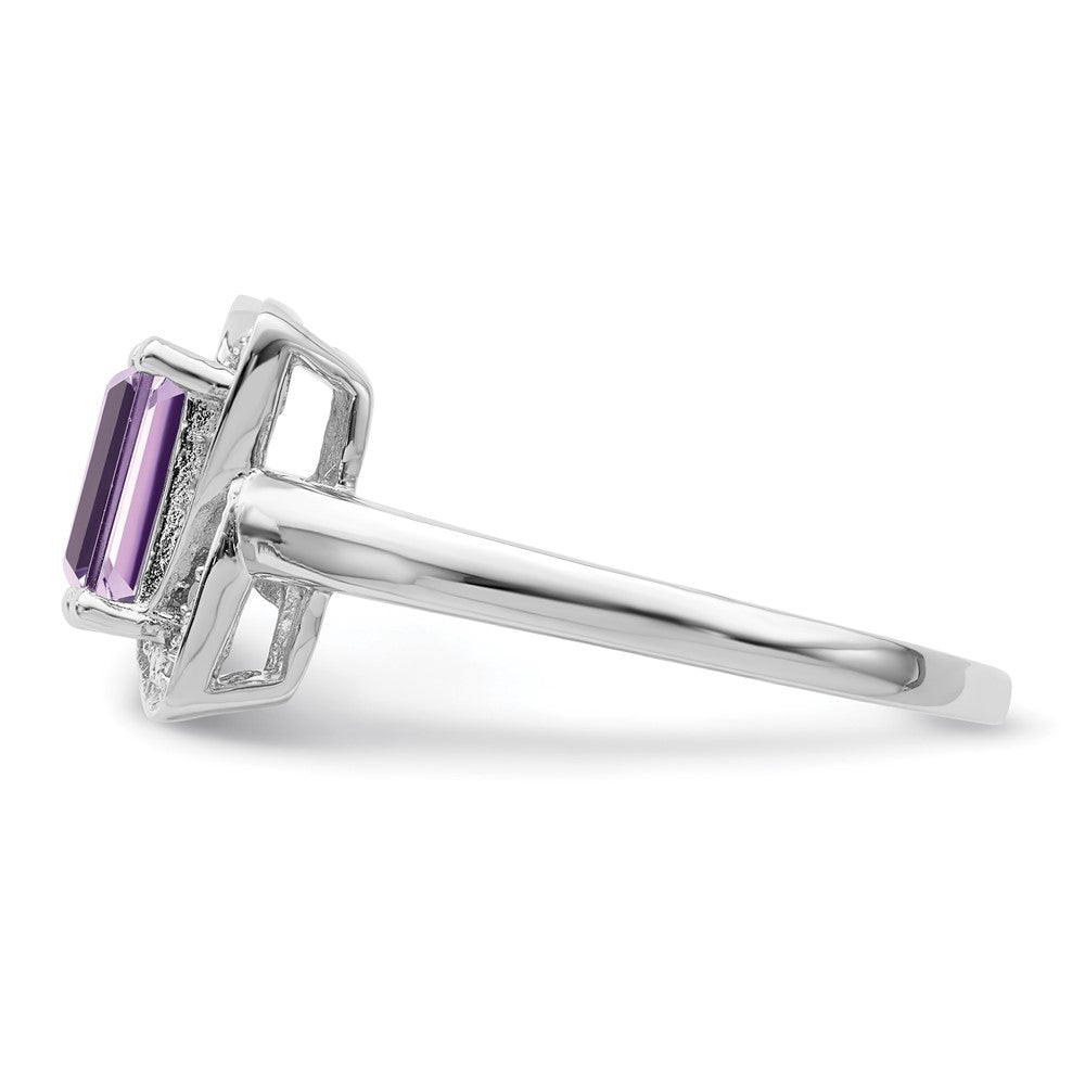 Sterlingsilber Rhodium Diamant & Rosa Quarz Ring