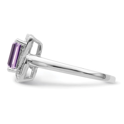 Sterlingsilber Rhodium Diamant & Rosa Quarz Ring