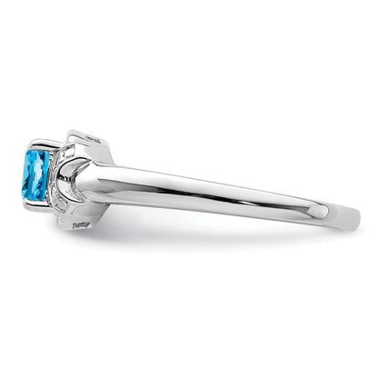 Sterlingsilber Rhodium Diamant & Licht Blautopas Ring