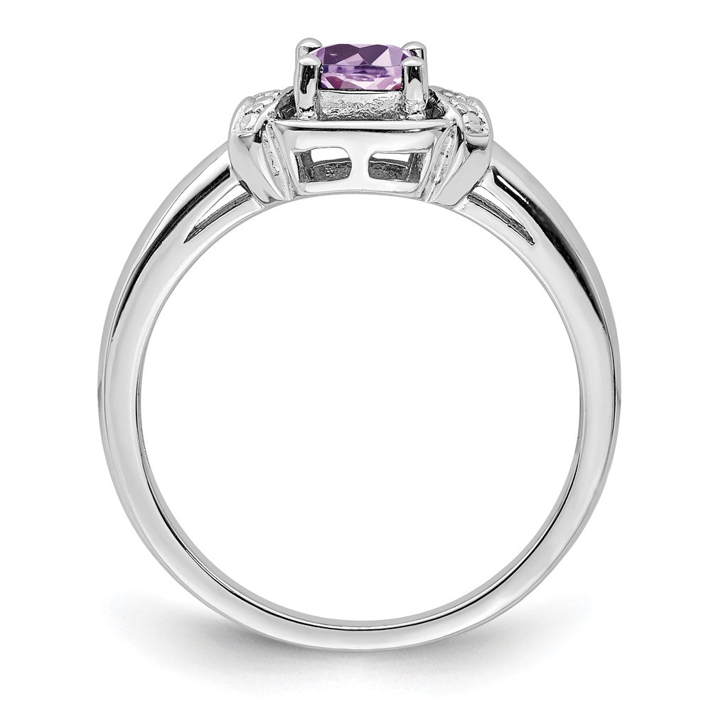 Sterlingsilber Rhodium Diamant & Rosa Quarz Ring