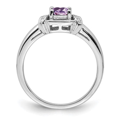 Sterlingsilber Rhodium Diamant & Rosa Quarz Ring