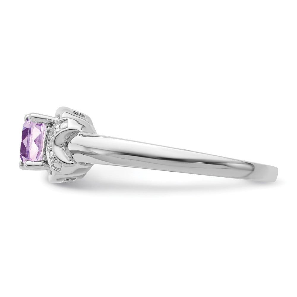 Sterlingsilber Rhodium Diamant & Rosa Quarz Ring