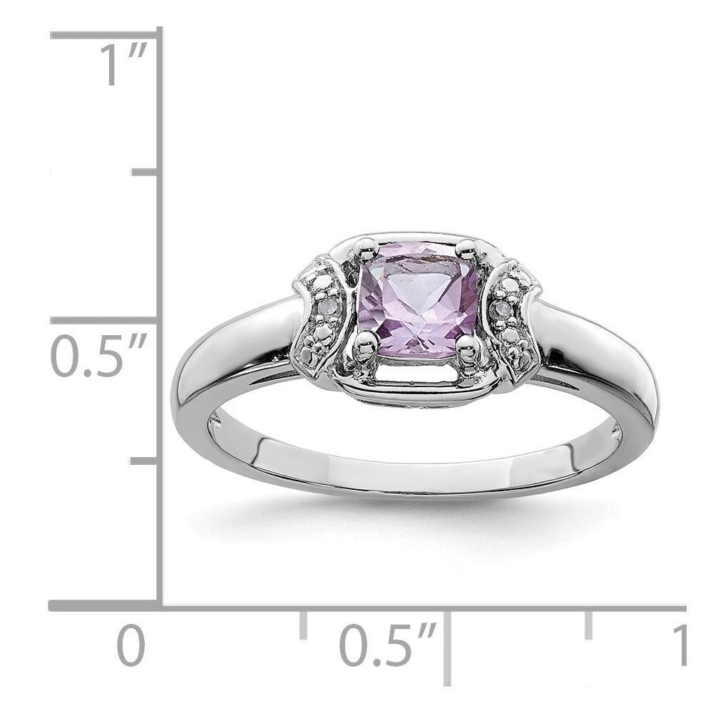 Sterlingsilber Rhodium Diamant & Rosa Quarz Ring