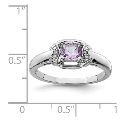Sterlingsilber Rhodium Diamant & Rosa Quarz Ring