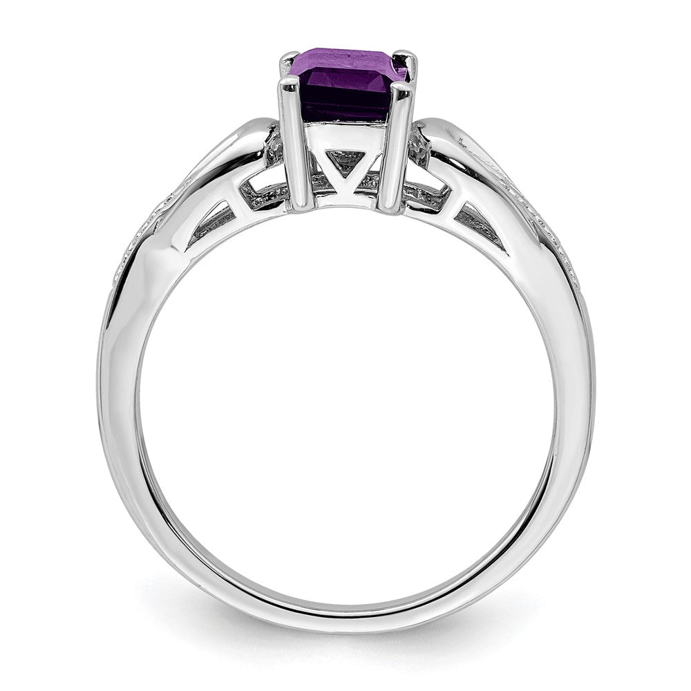Sterlingsilber Rhodiniert Diamant & Amethyst Ring