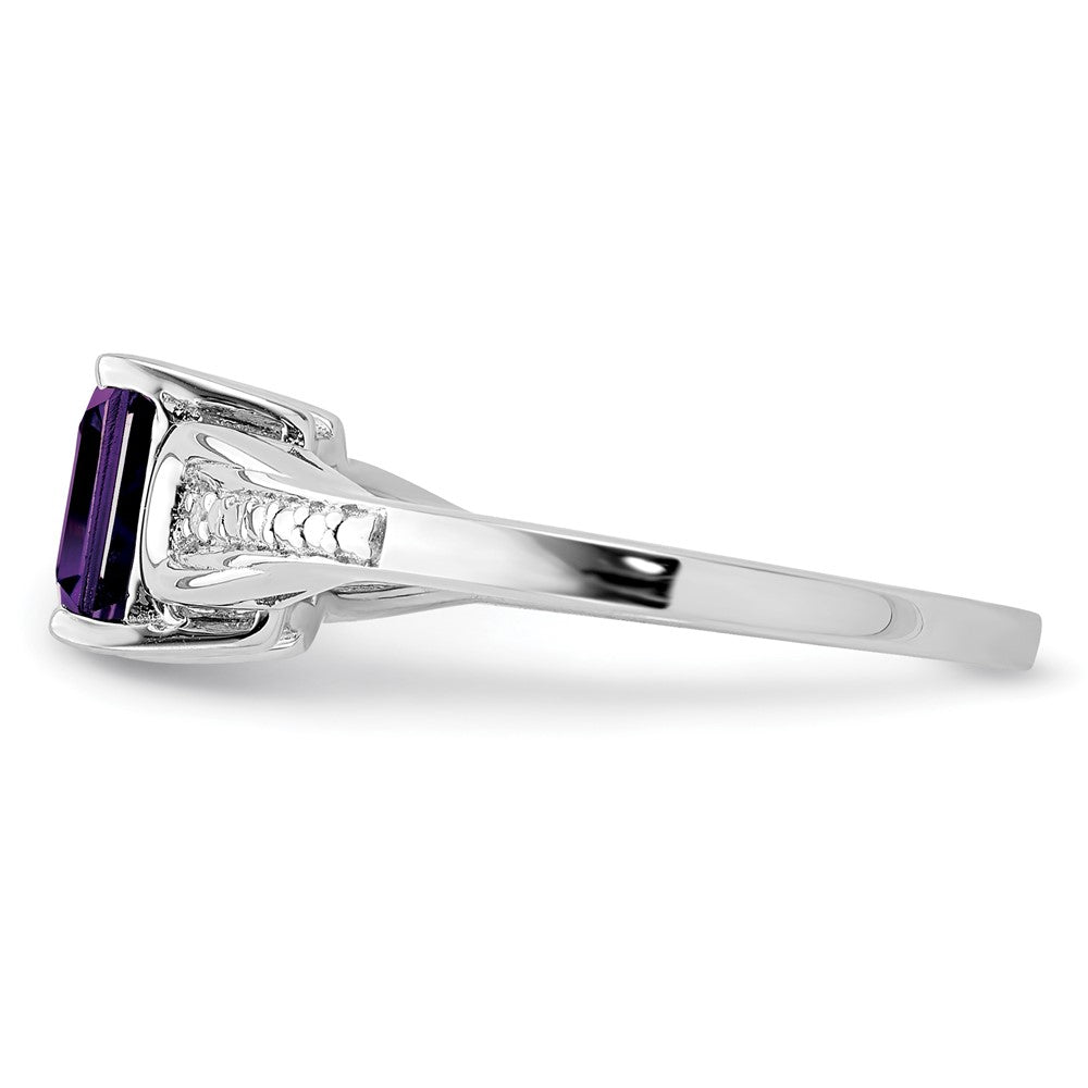 Sterlingsilber Rhodiniert Diamant & Amethyst Ring