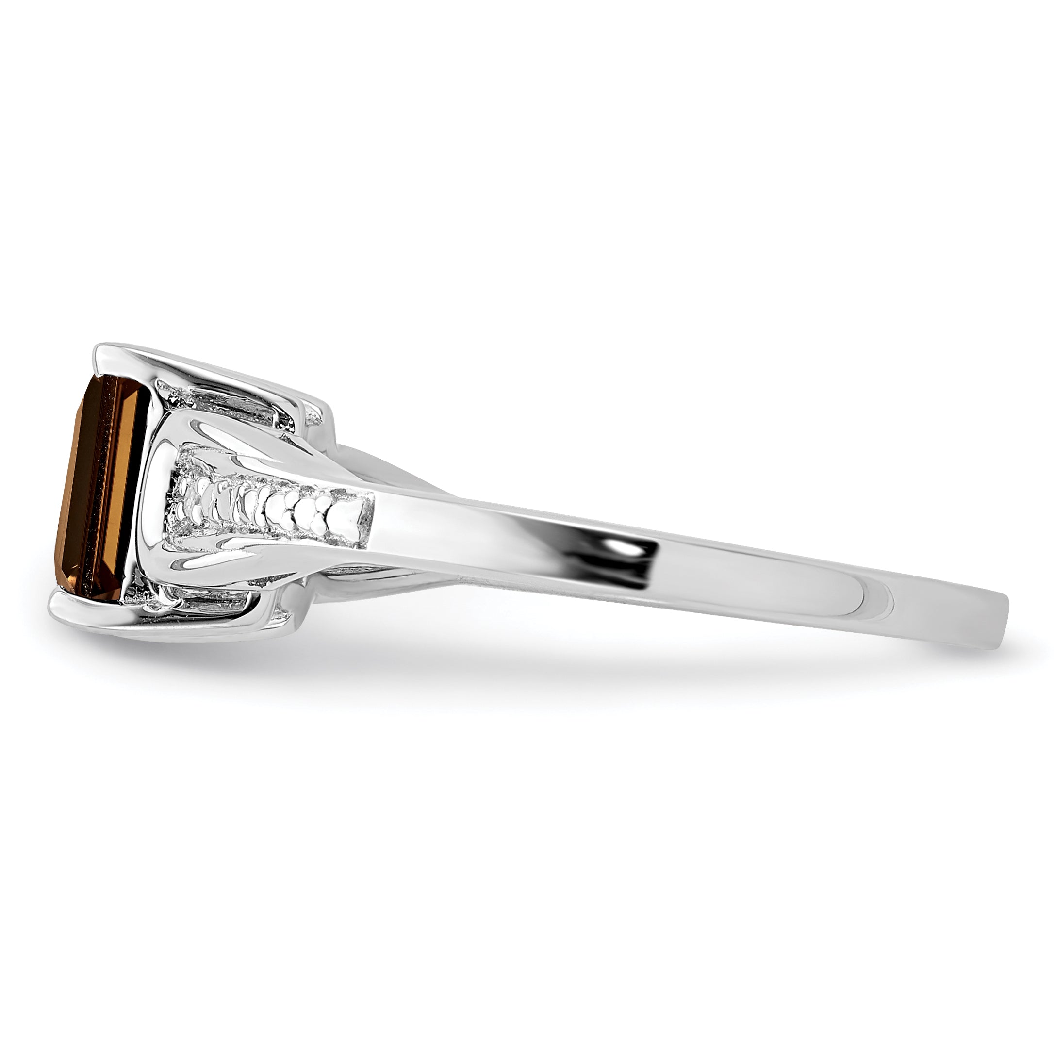 Sterlingsilber Rhodium Diamant & Rauch Quarz Ring