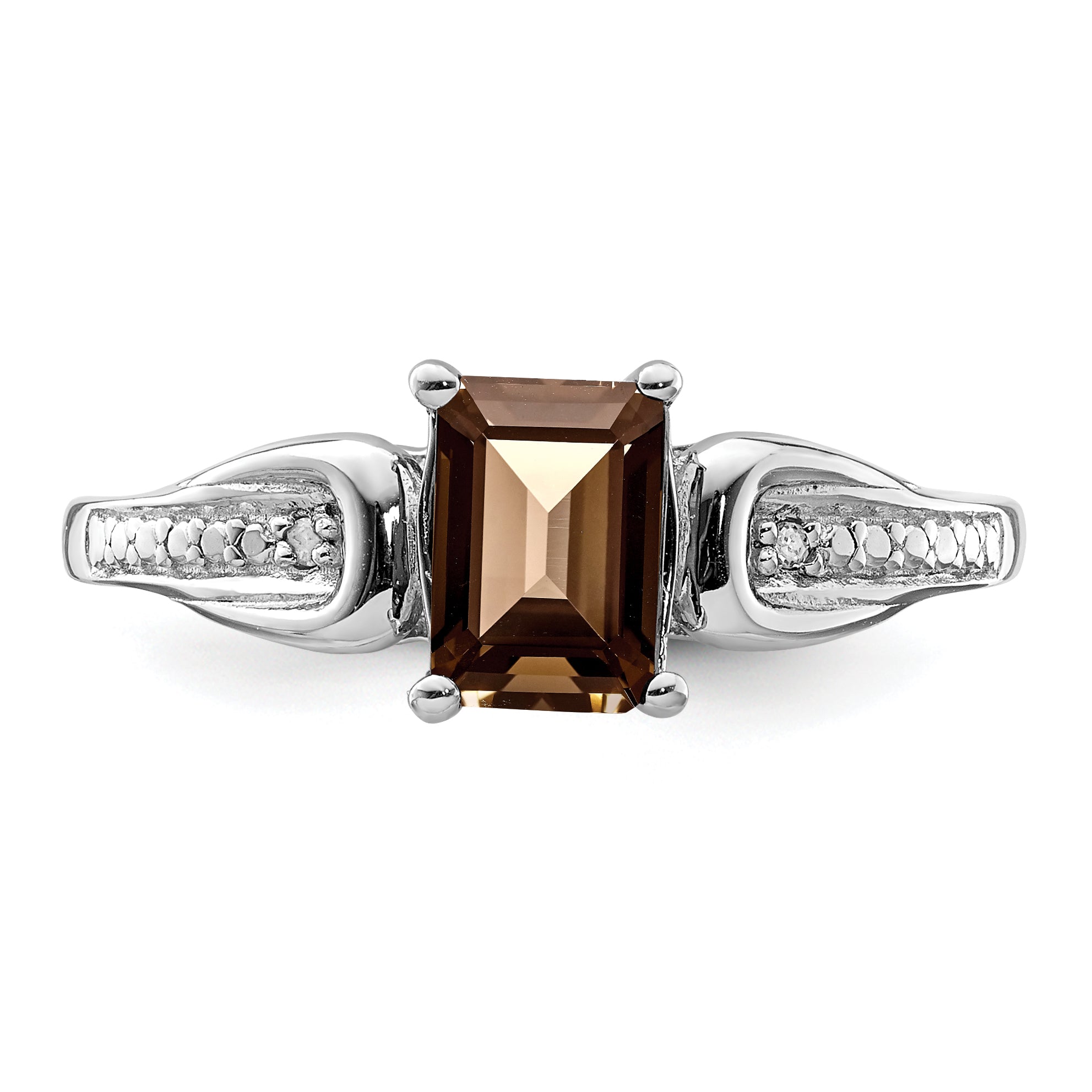 Sterlingsilber Rhodium Diamant & Rauch Quarz Ring