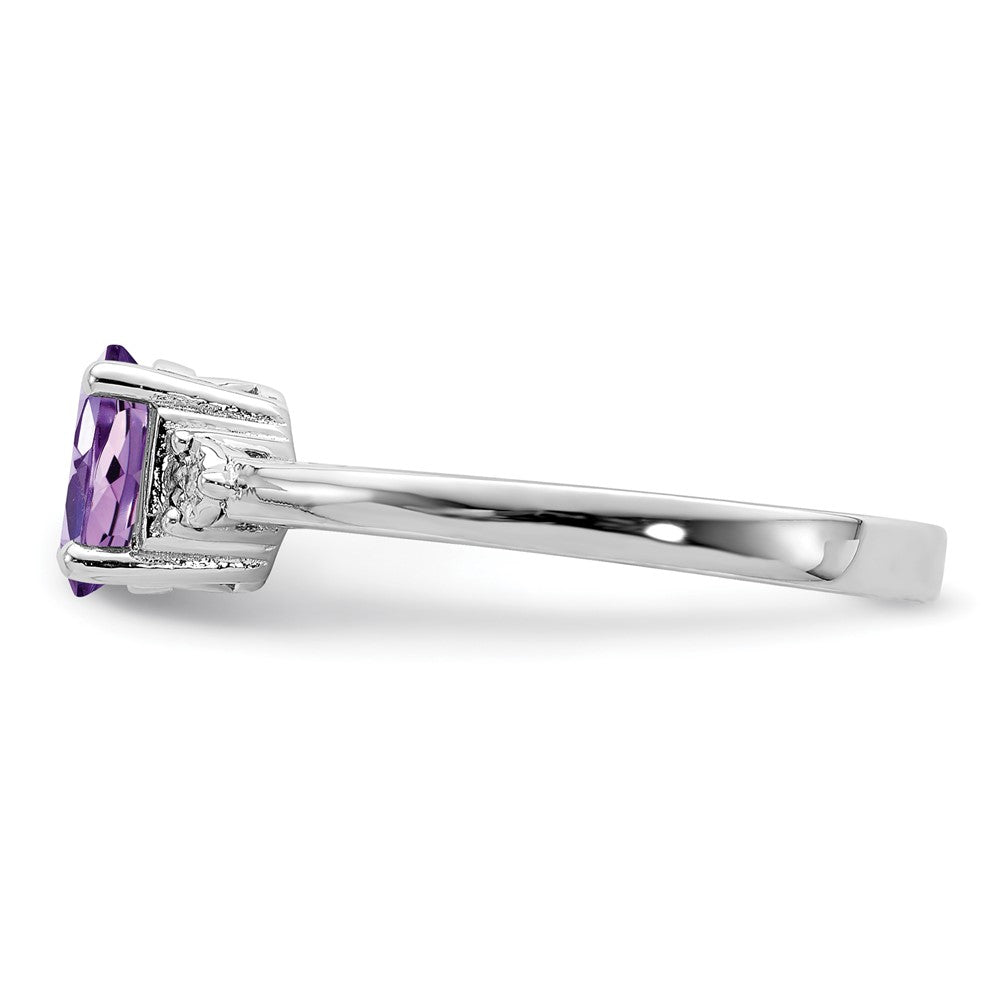 Sterlingsilber Rhodiniert Diamant & Amethyst Ring