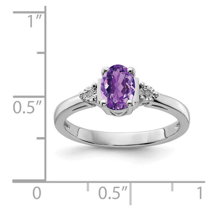 Sterlingsilber Rhodiniert Diamant & Amethyst Ring