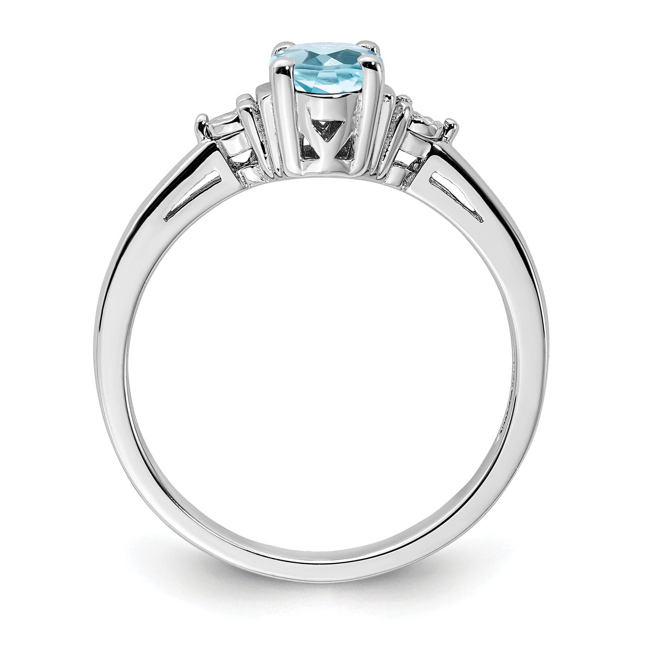 Sterlingsilber Rhodium Diamant & Licht Blautopas Ring