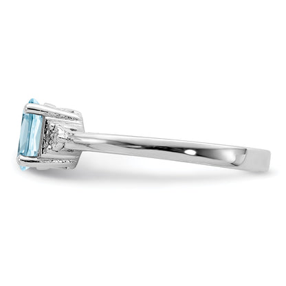Sterlingsilber Rhodium Diamant & Licht Blautopas Ring