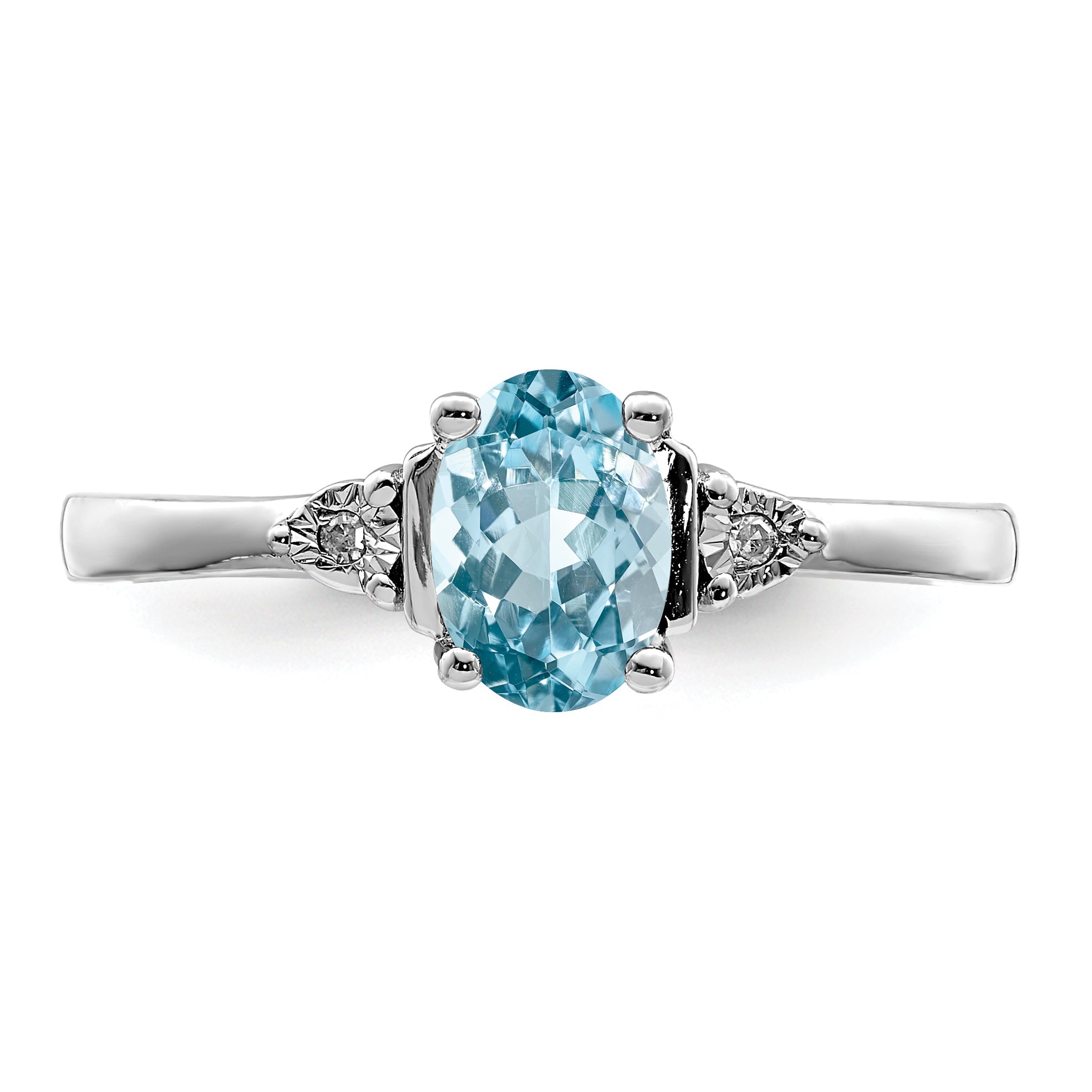Sterlingsilber Rhodium Diamant & Licht Blautopas Ring
