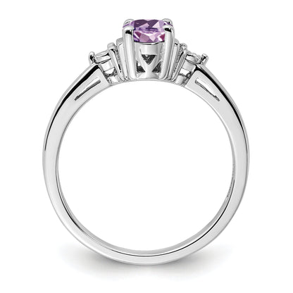 Sterlingsilber Rhodium Diamant & Rose De France Ring