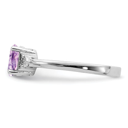Sterlingsilber Rhodium Diamant & Rose De France Ring