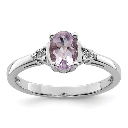 Sterlingsilber Rhodium Diamant & Rose De France Ring