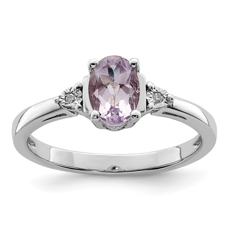 Sterlingsilber Rhodium Diamant & Rose De France Ring