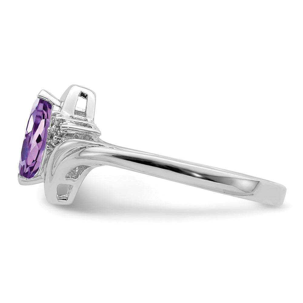 Sterlingsilber Rhodiniert Diamant & Amethyst Ring