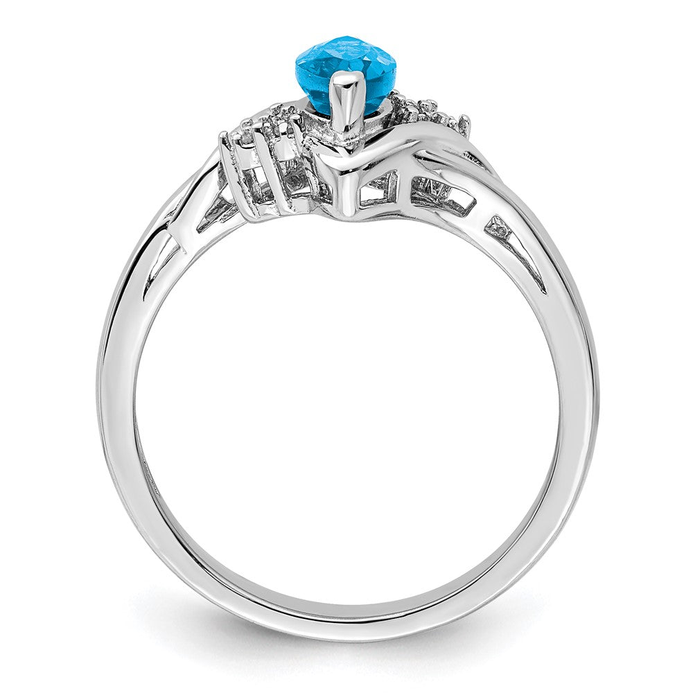 Sterlingsilber Rhodium Diamant & Licht Blautopas Ring