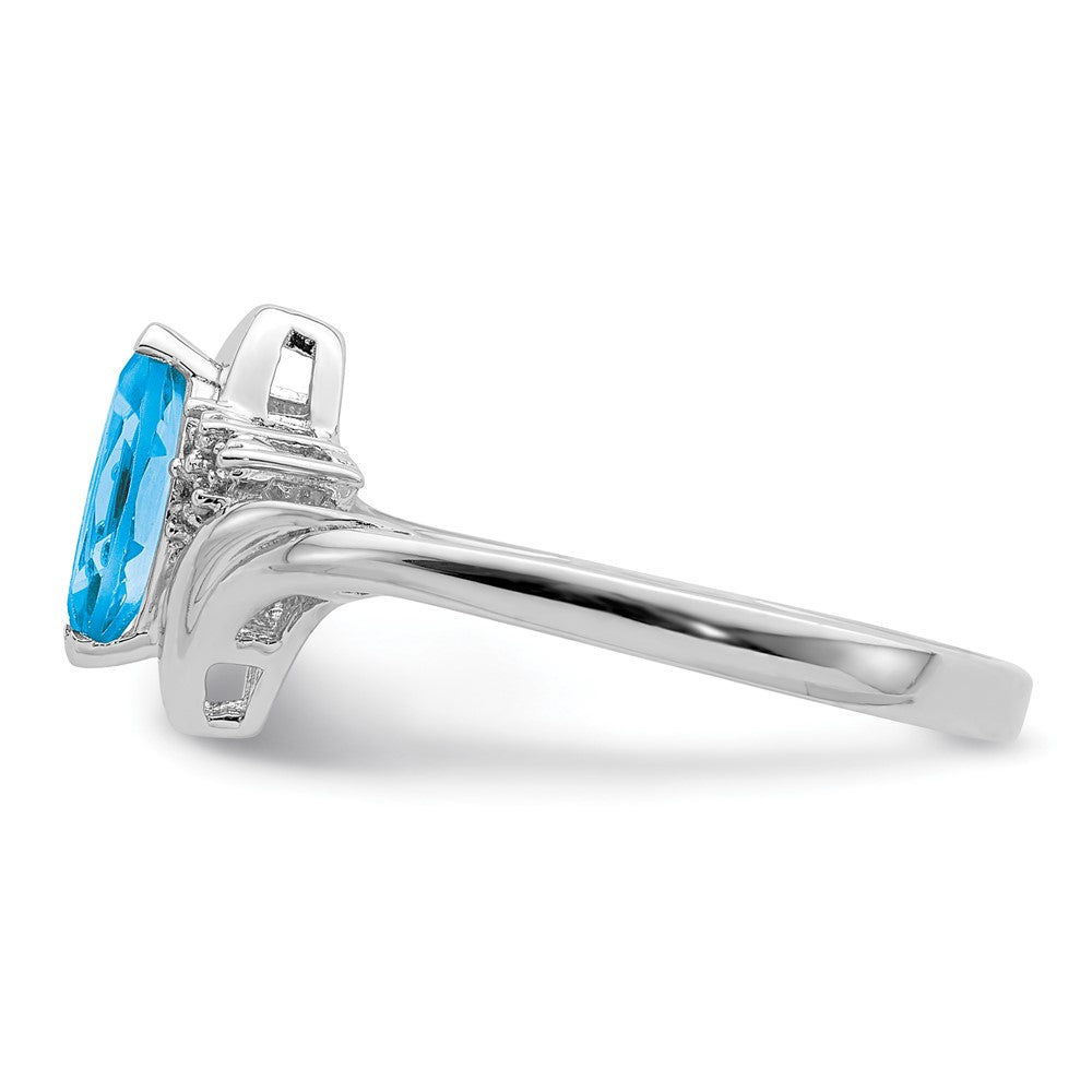 Sterlingsilber Rhodium Diamant & Licht Blautopas Ring