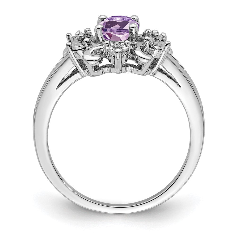 Sterlingsilber Rhodium Diamant & Rosa Quarz Ring (size 8 Nur)