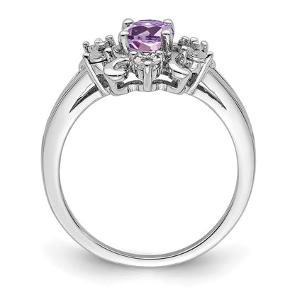Sterlingsilber Rhodium Diamant & Rosa Quarz Ring (size 8 Nur)