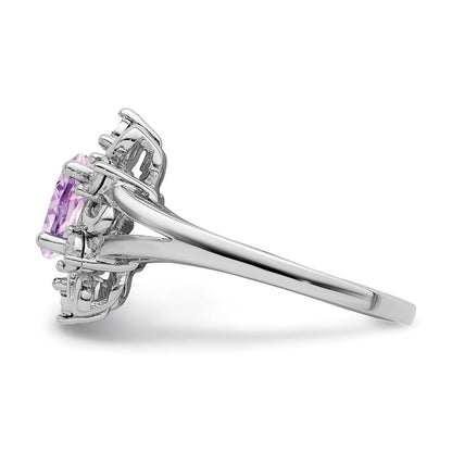 Sterlingsilber Rhodium Diamant & Rosa Quarz Ring (size 8 Nur)