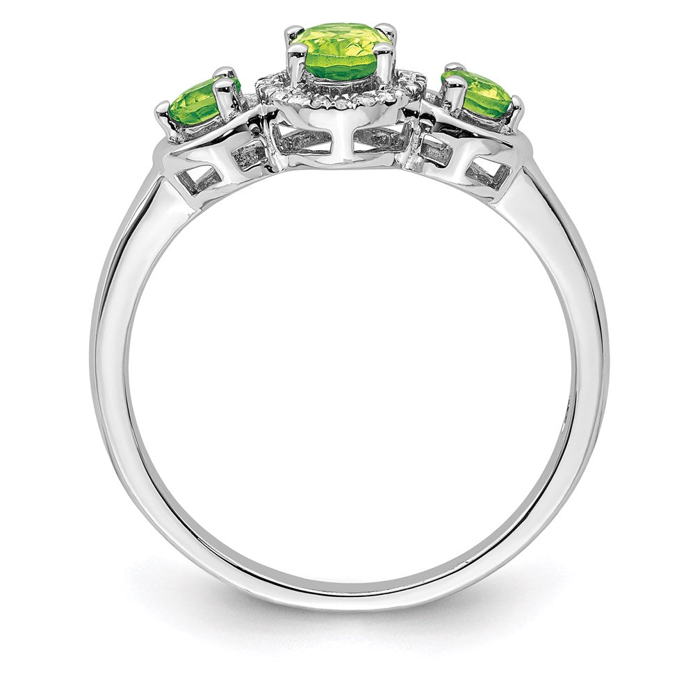 Sterlingsilber Rhodium Peridot Diamant Ring