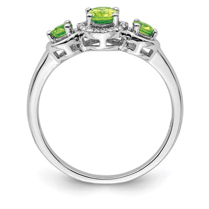 Sterlingsilber Rhodium Peridot Diamant Ring