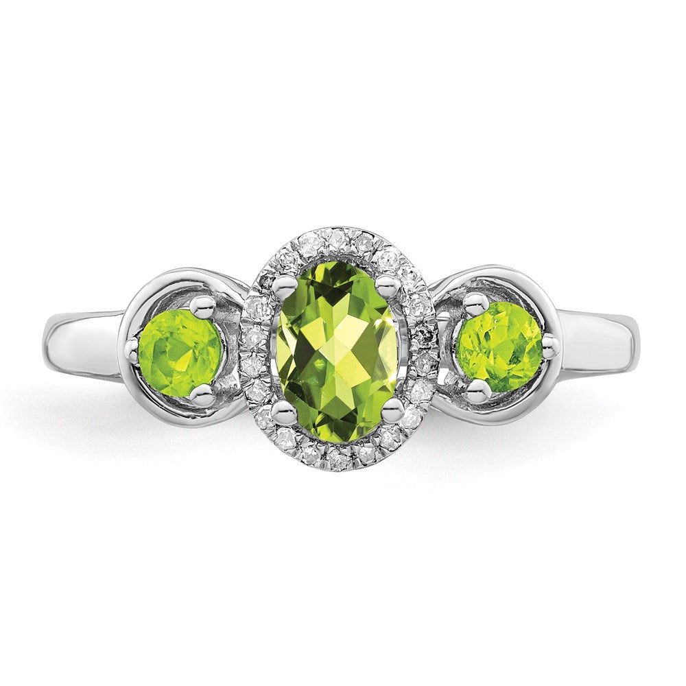 Sterlingsilber Rhodium Peridot Diamant Ring